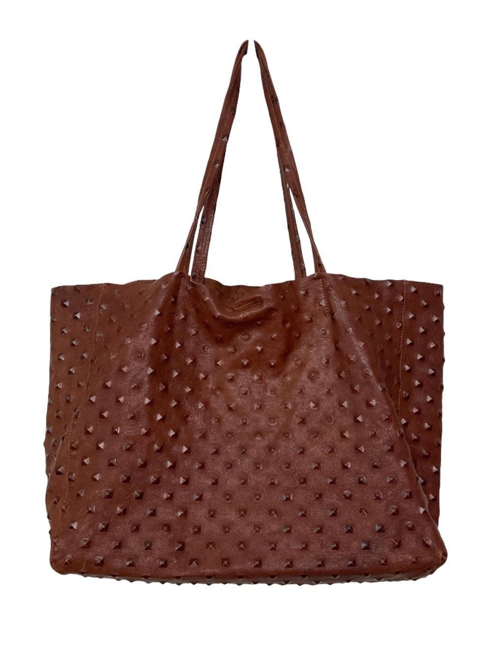 Streets Ahead Embossed Rockstud Leather Carryall Tote Bag